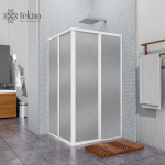 Beyaz Profil Su Damlası Desen Kare Duşakabin